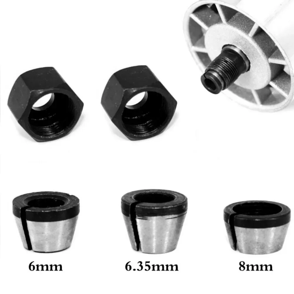 Brand New di alta qualità Router Bit Collet Trimmer Collet Chuck 1/4 \ \ "5 pz/set 6mm 8mm mandrino in acciaio al carbonio Bit del Router