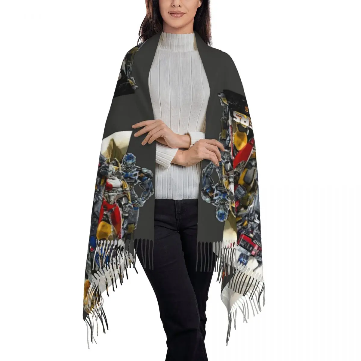 Transformers Rise Of The Beasts Scarf Tassel Scarves Women Soft Warm Shawls and Wraps Long Fall Winter Shawl Wrap