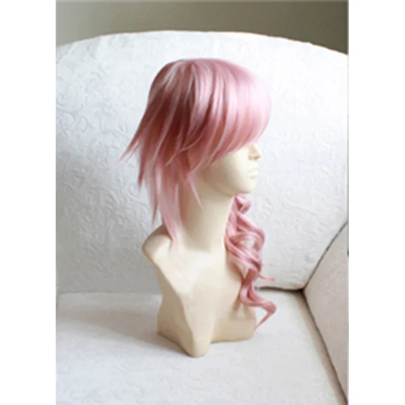 فاينل فانتسي FF13 البرق مختلط الوردي طويل مقاومة للحرارة الشعر تأثيري حلي شعر مستعار + غطاء شعر مستعار مجاني