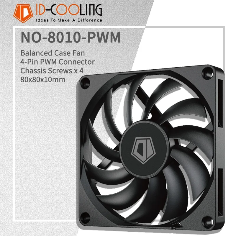 ID-COOLING NO-8010-PWM 80MM PC Fan 800-3000RPM Intelligent Temperature Control Cooling Fan