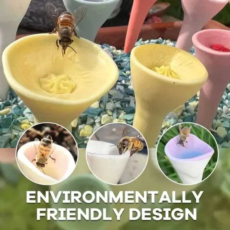 

Originality Bee Insect Drinking Cup Resin Five Flower Bee Drinker Cup Easy to Use Garden Balcony Insect Colourful Drinking Cup