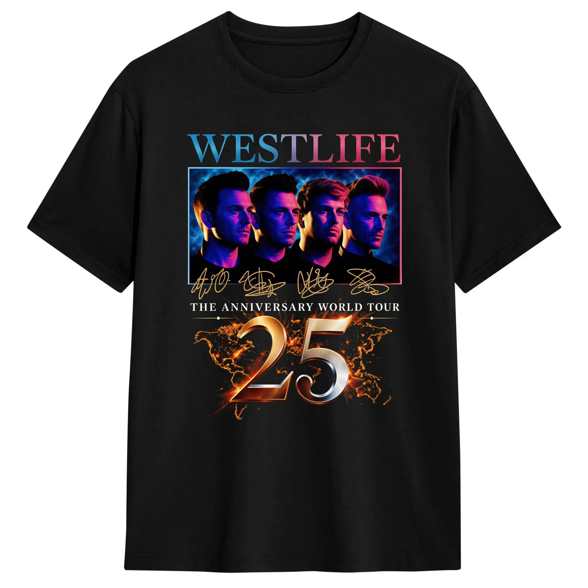 Westlife 25th Anniversary Tour 2026 T Shirt Beach  Cotton T Shirts For Men's Harajuku Loose Tee Shirt Short Sleeve