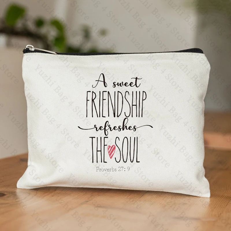 Friendship Gifts for Women Makeup Bag Christian Gifts for Women Friends Secret Sister Gift for Birthday Gift for Best Friend