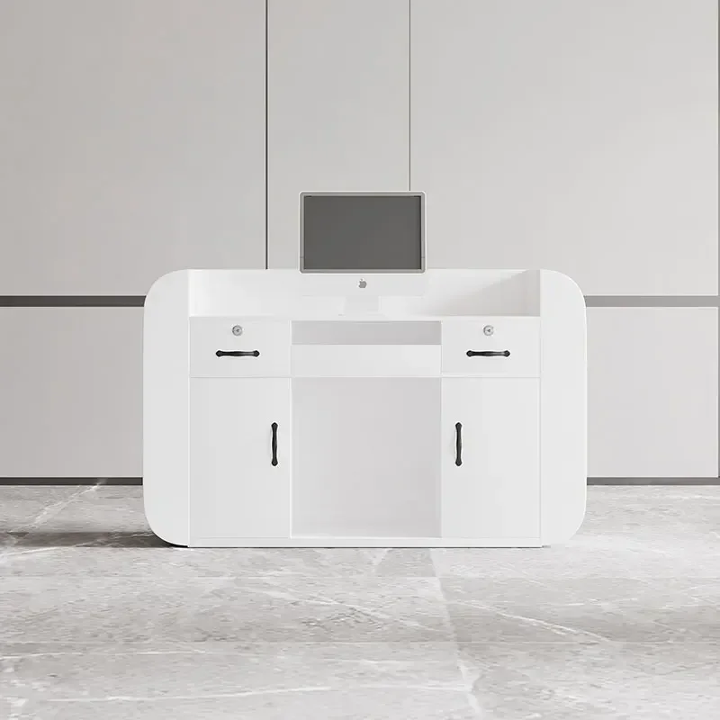 Small Bar Counter Computer Checkout Page Store Small Front Desk Reception Reception for Salon Entry Table with Storage Beauty