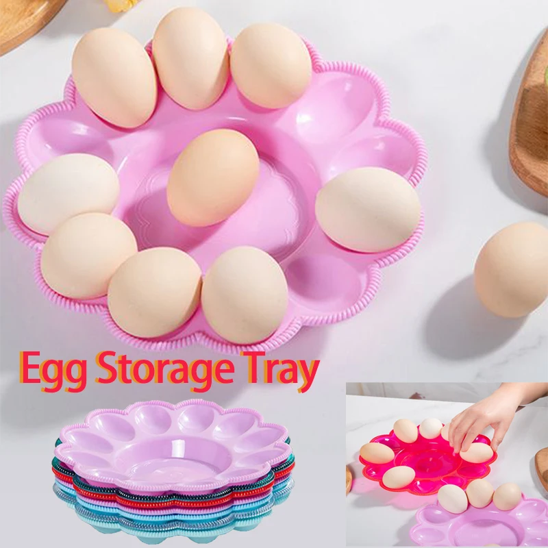 

12 Grid Egg Storage Tray Ceramic Tableware Kitchen Egg Grid Refrigerator Egg Rack Household Kitchen Storage Supplie Random Color
