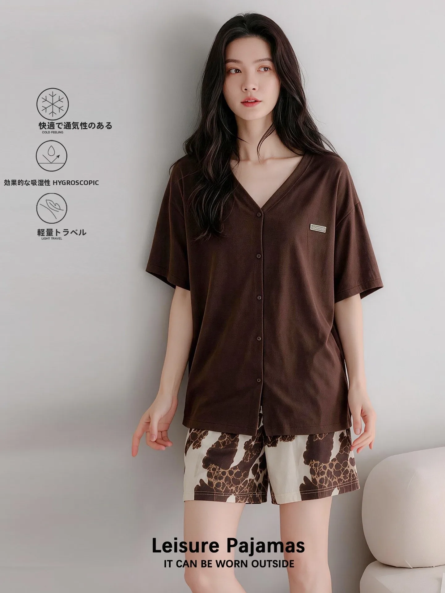2026-new-women's-modal-sleepwear-short-sleeve-v-neck-cool-sensation-home-clothes-set-casual-loose-fit-printed-comfortable