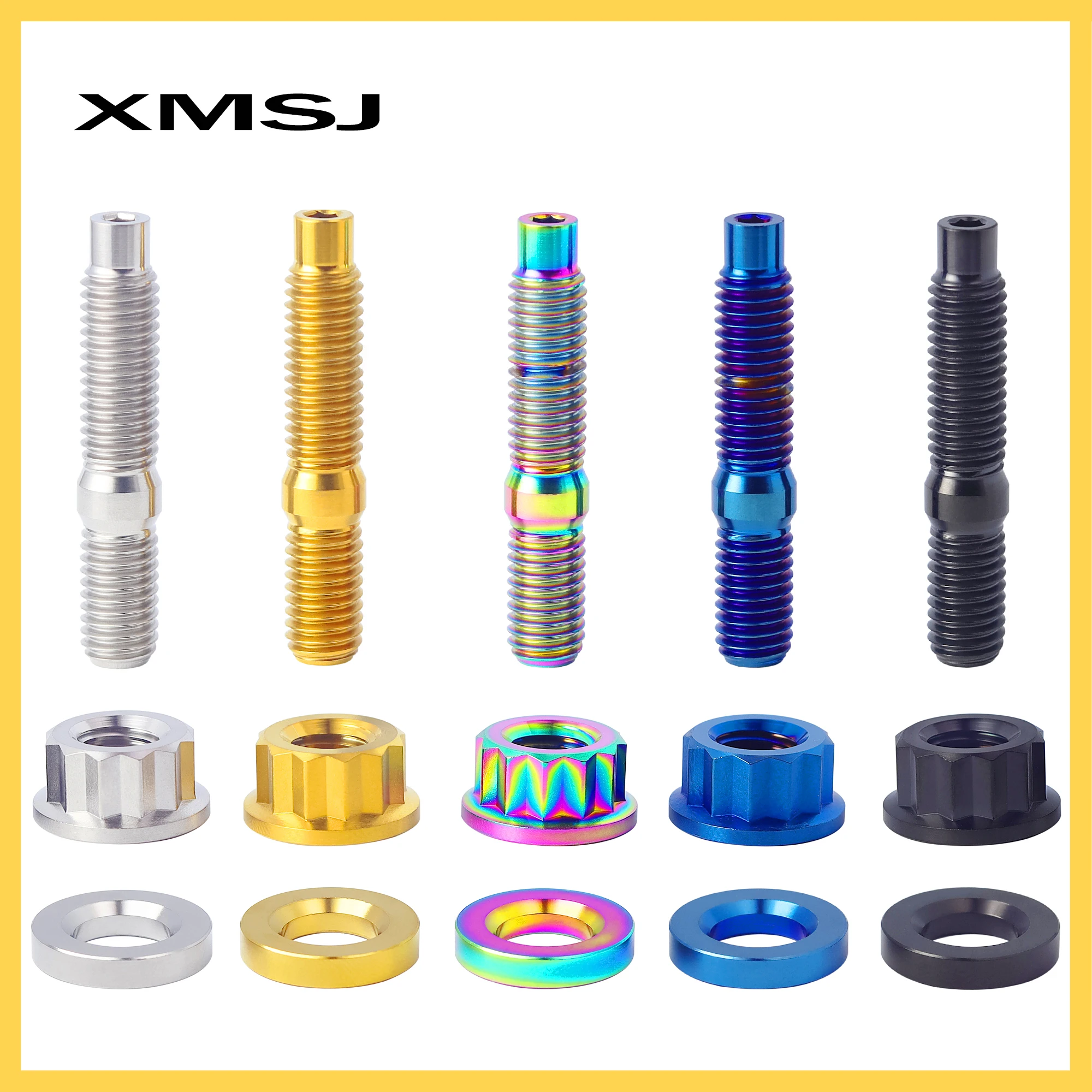 XMSJ M8/M10x45mm Titanium Alloy Intake Or Exhaust Manifold Stud Sawtooth Nut Bolt Flange Stud Used For Automobile Parts