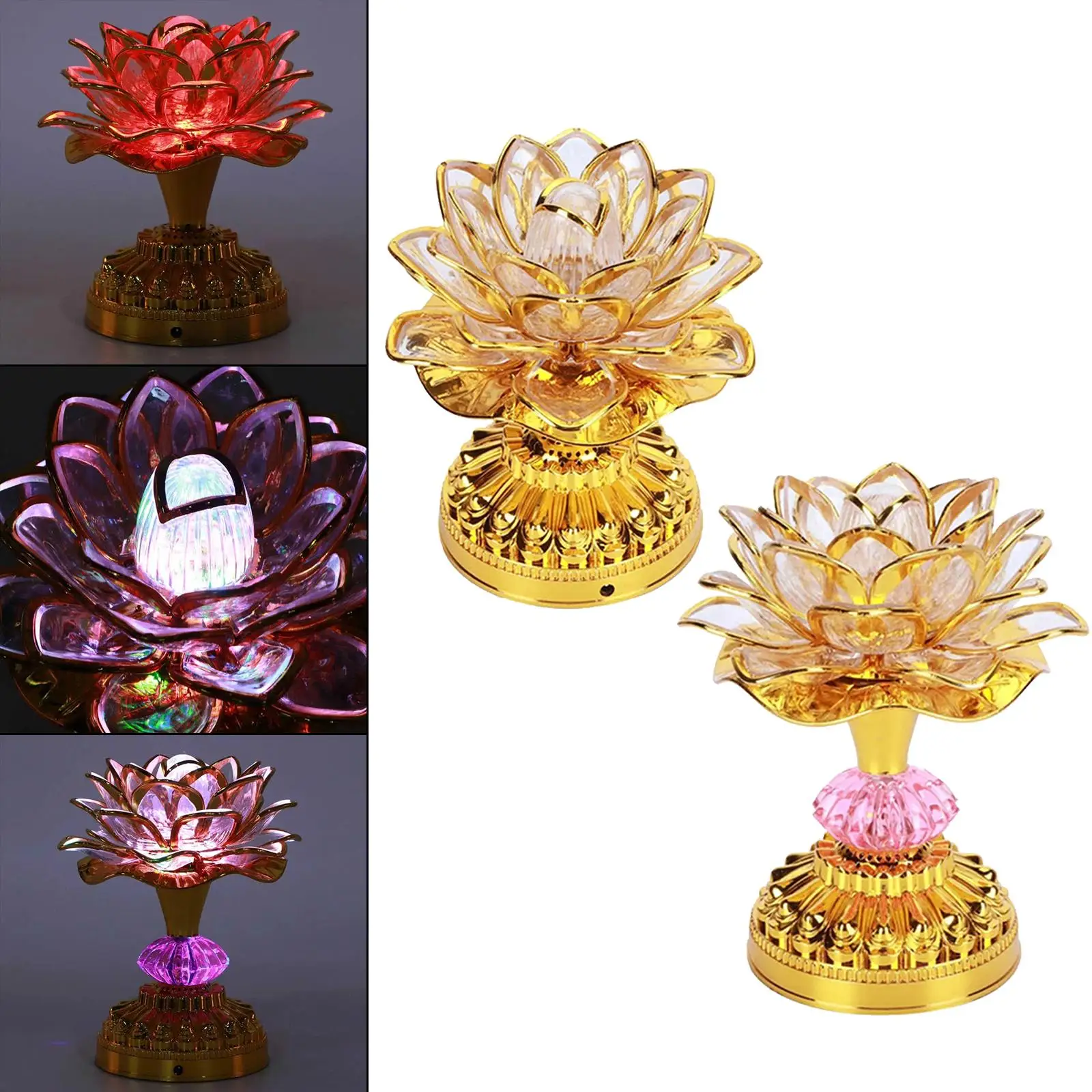 

Lotus Lamp Buddha Light Night Light Battery Operated for Desk Buddhism Supplies