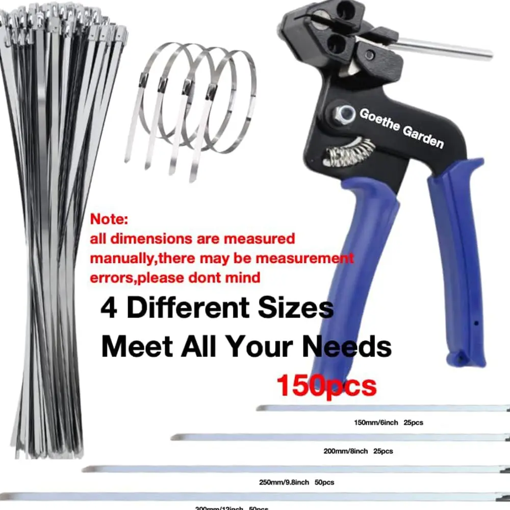 ケーブルタイガンキット,ステンレス鋼ケーブルタイ,153個の耐紫外線性