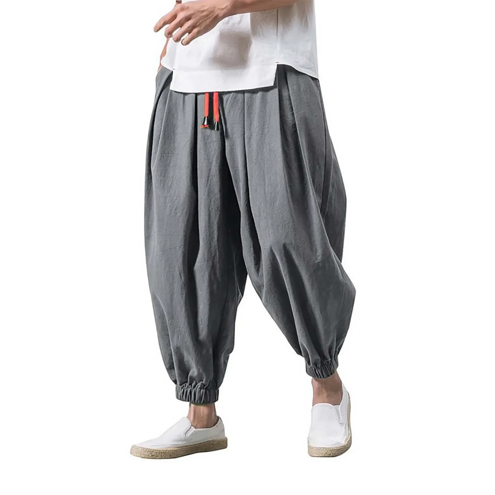 

Loose Casual Wide Sweatpants Male Cargo Pants Elasticated Solid Pants Male Summer Loose Fitness Baggy Streetwear Pantalones