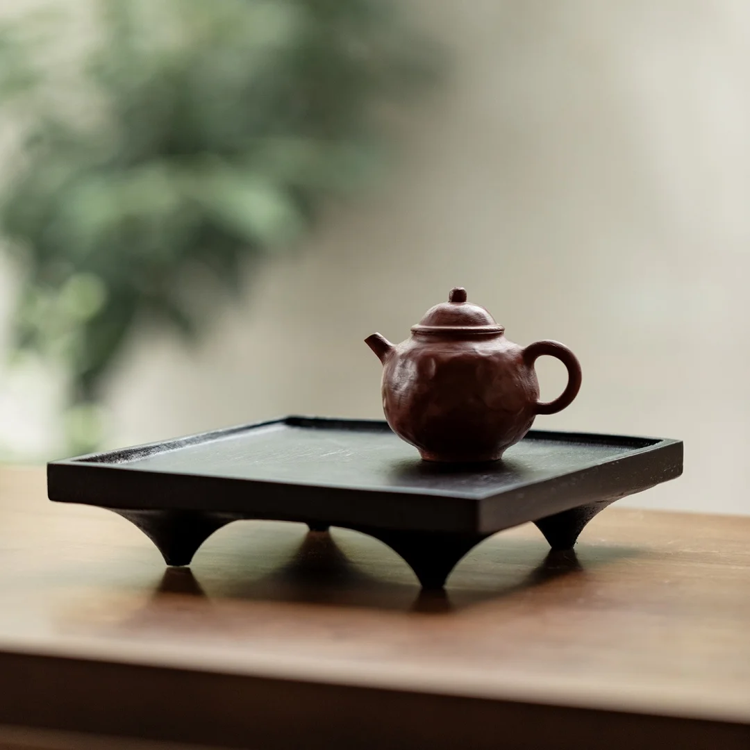 Kleiner Teetisch aus Walnussholz im japanischen Stil, einfaches Trockenteetablett für den Heimgebrauch, Wabi-Sabi-Stil, Holztablett, Teekannenhalter, Teetablett