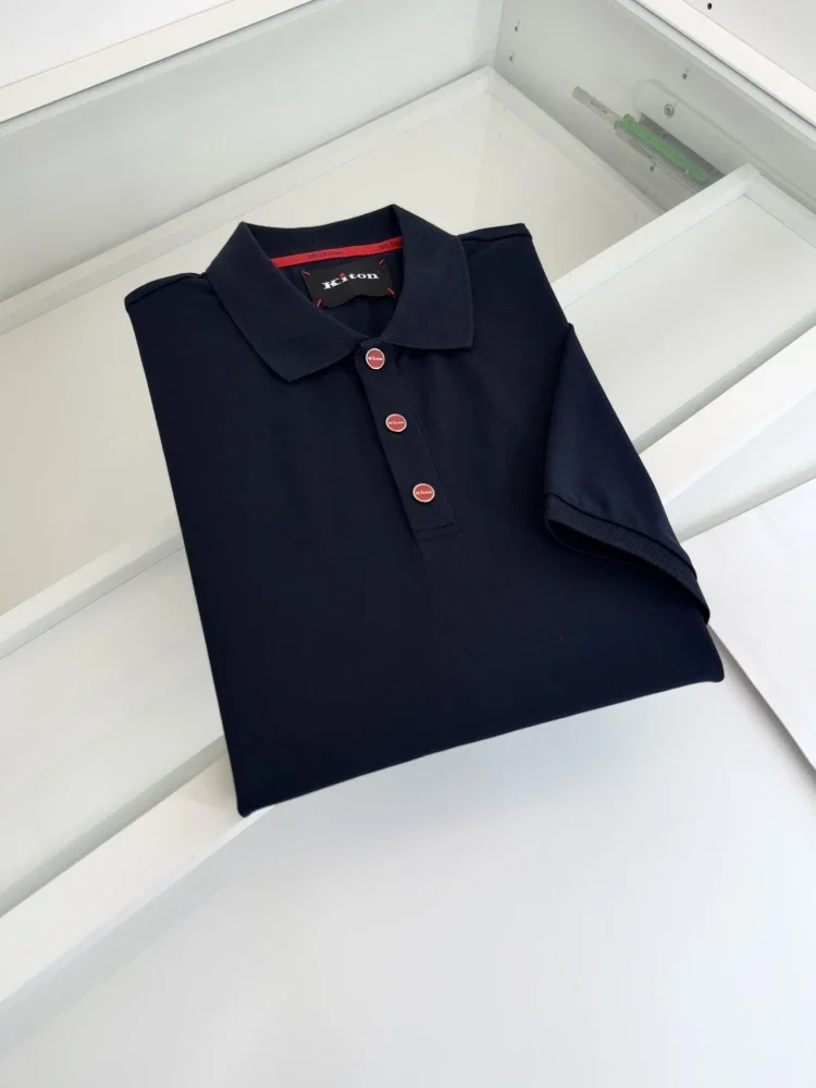 

Kiton 25 summer chiton old money style men's lapel top solid color simple fashion business short-sleeved POLO shirt