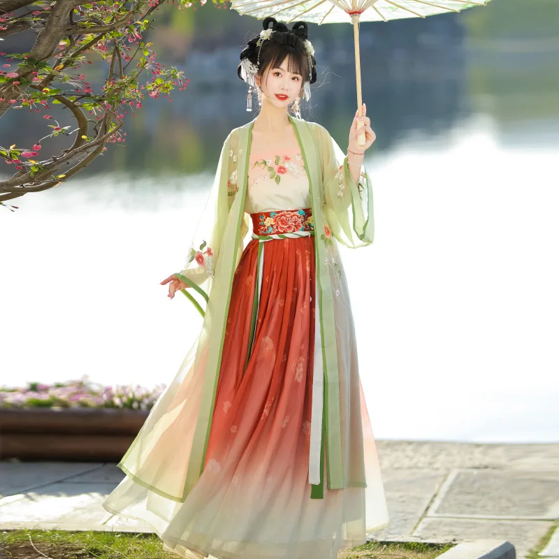 

NT230 Hanfu женский 2024, новая летняя длинная юбка длиной до талии в китайском стиле, повседневный стиль, древний костюм, полный комплект