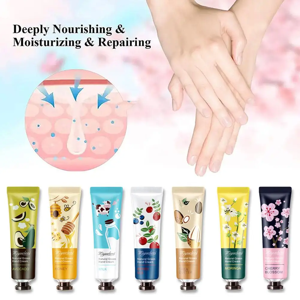 Fruity Flowery Hand Cream Moisturizing Anti-wrinkle Creams Hand Hands Skincare Anti Sets Repairing Beauty Chap Care U9Z2