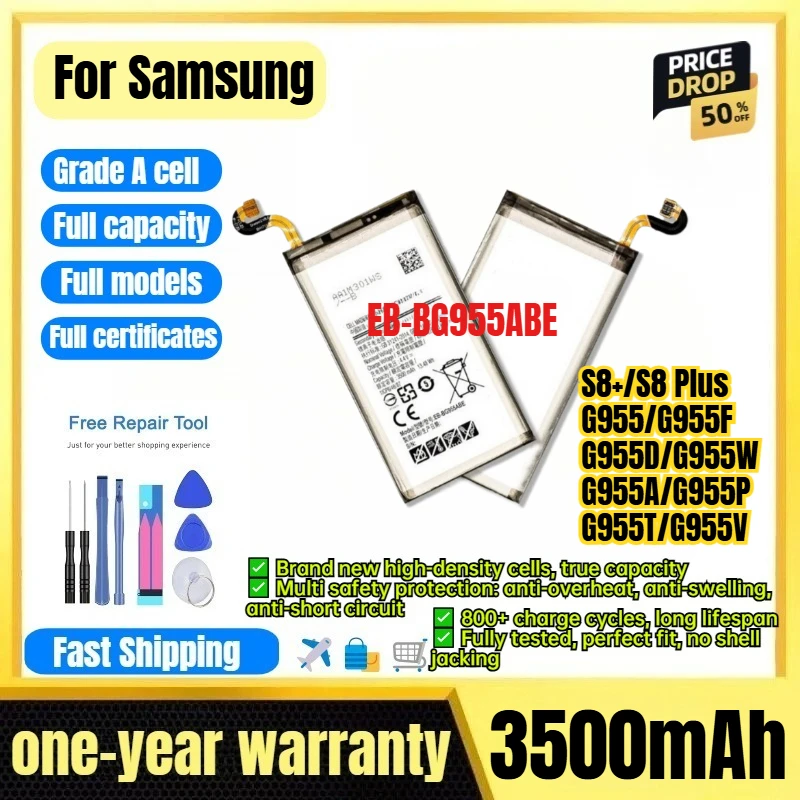EB-BG955ABE for Samsung S8+/S8 Plus/G955/G955F/G955D/G955W/G955A/G955P/G955T/G955V Phone Battery Replacement Bateria with Tools