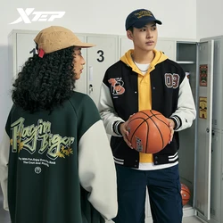 Xtep Jacket Men's Fashion Vintage Simple Embroidered Patterns Coat For Men Comfortable Causal Male Baseball Uniform 877329060025