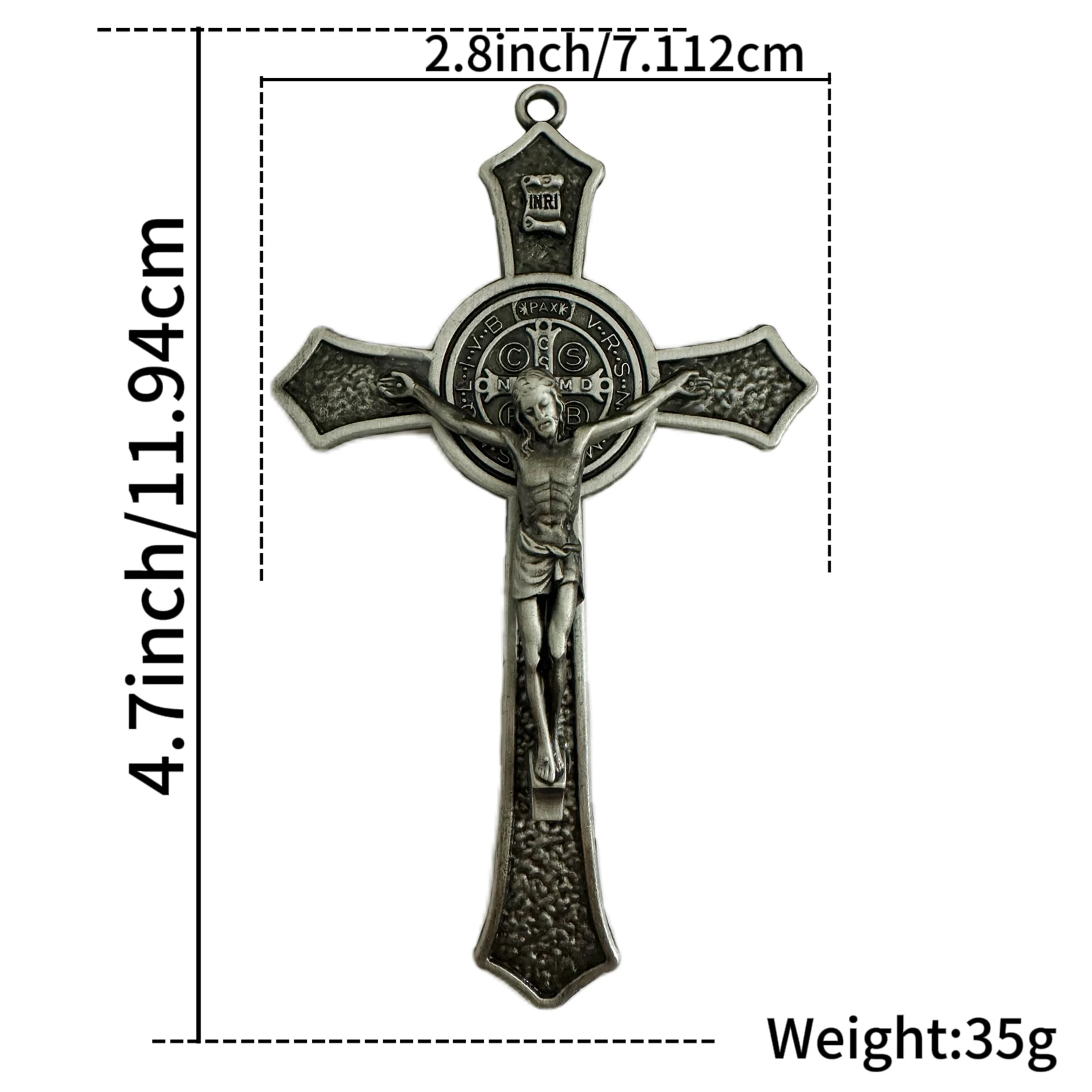 Saint Benedict Benedictine Antique Golden 4.7X2.7 Inch Protection Wall Crucifix Cross Catholic San Benito Medalla Prayer Decorat