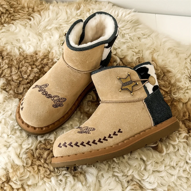 Physical Shooting Original Design Winter New Classic Snow Boots For Men Hombre Daily Casual Dress Cow Suede Leather Plush Warm