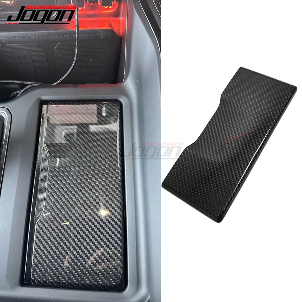 For Dodge Ram 1500 TRX 2019 2020 2021 2022 2023 Center Cup Holder Panel Cover Dry Real Carbon Fiber Interior Car Accessories