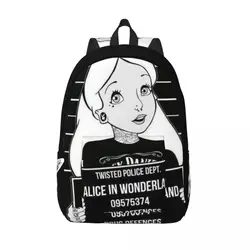 White Rabbit Alice nel paese delle meraviglie zaino medio High College School Student Bookbag uomo donna Daypack Outdoor