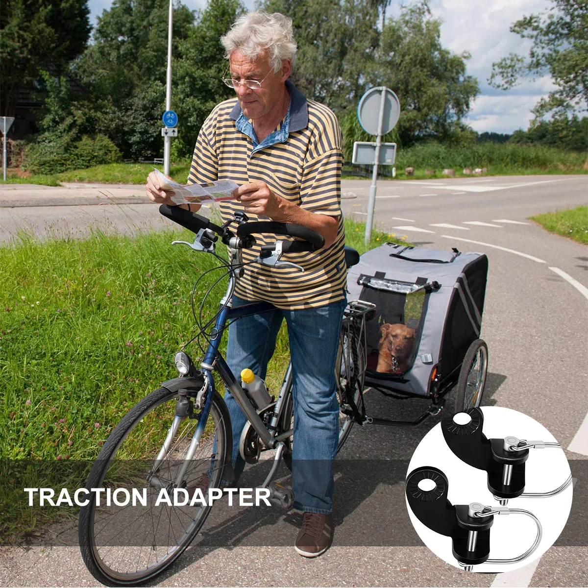 

2Pcs Durable Bike Trailer Hitch Couplers Iron Traction Adapter Compact Bike Trailer Accessories Traction Adapter