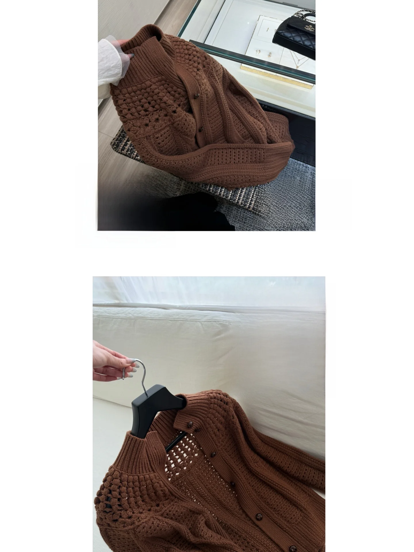 

Yangzifan RL Premium 100% Wool Hand-Made Machine-Woven Heavy-Weave Process Sweater Cardigan Outerwear Casual Loose Fit Long S...