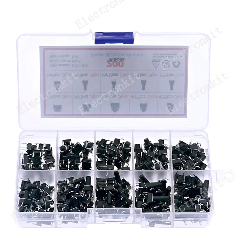 200pcs 10 value Mini Button Switch 6*6*5/6/8/10/12/16mm rice cooker telephone use Keys Switch Mixed pack kit