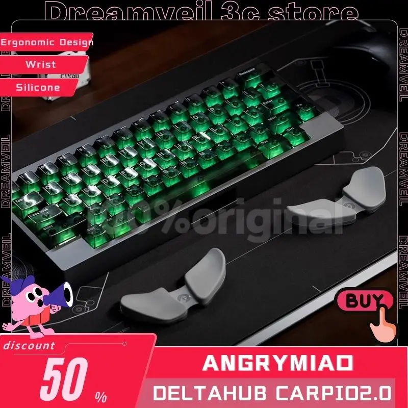 

AngryMiao DeltaHub Carpio2.0 Silicone Ergonomic Design of Split WristSupport Keyboards And Mouse Wrist Guard Mouse Pad Office