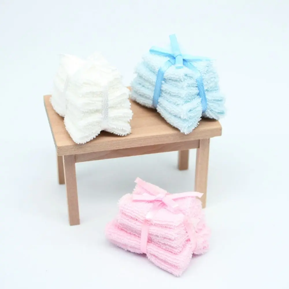 1:12 Dollhouse Miniature Towel High Quality 3 Colors 4x2.8x3cm Towel Model Bathroom Furniture Decor Dollhouse Decoration