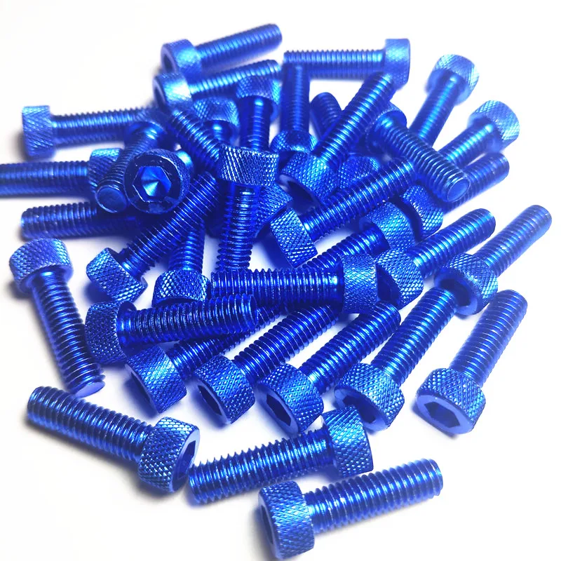 10pcs/lot M6*20 Aluminum Alloy Screws DIN912 M6x20mm Knurled Aluminum Hexagonal Socket head Cap Screws Bolts Anodized 5 Colors