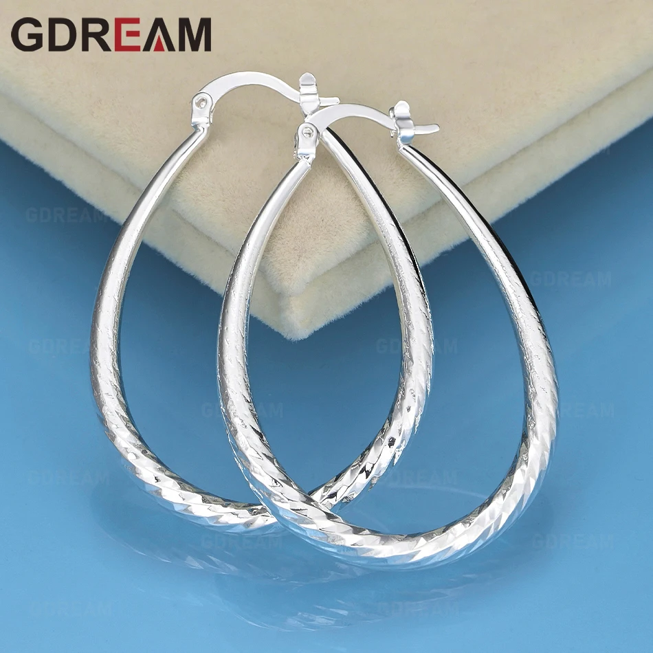 GDREAM 925 Sterling Silver Oval Earrings, Vintage Style, Personalized Accessories, Gifts Jewelry