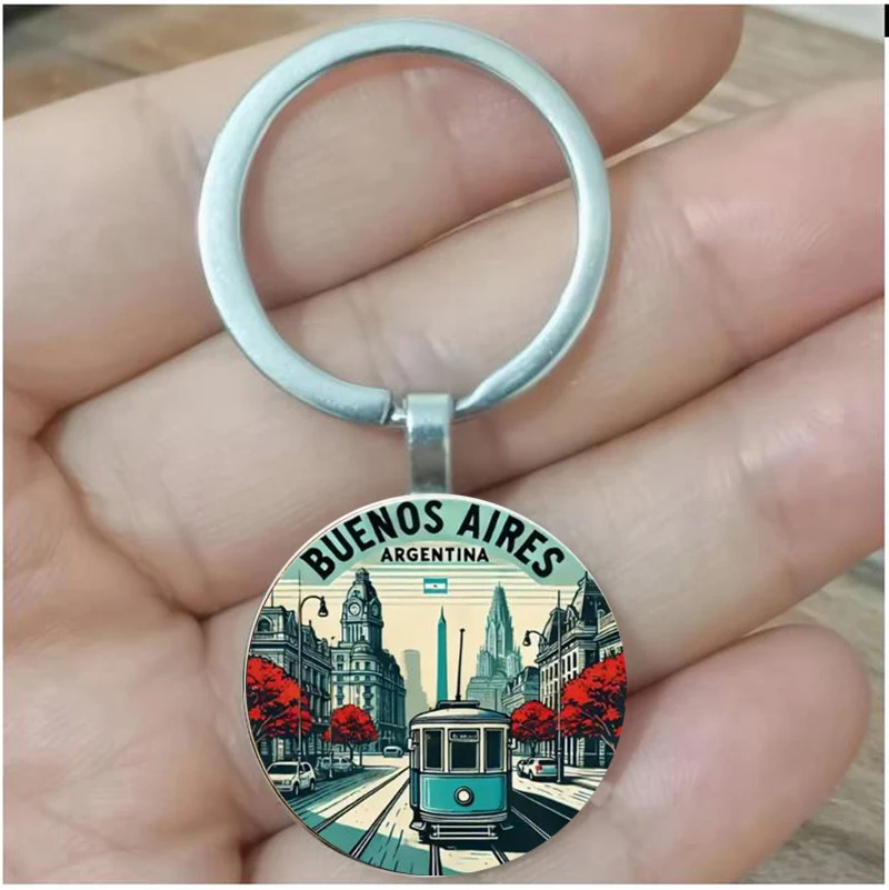 Llavero de viaje retro de 1 pieza Argentina - diseño retro Buenos Aires, regalo ideal para cumpleaños, vacaciones y eventos, accesorios de viaje
