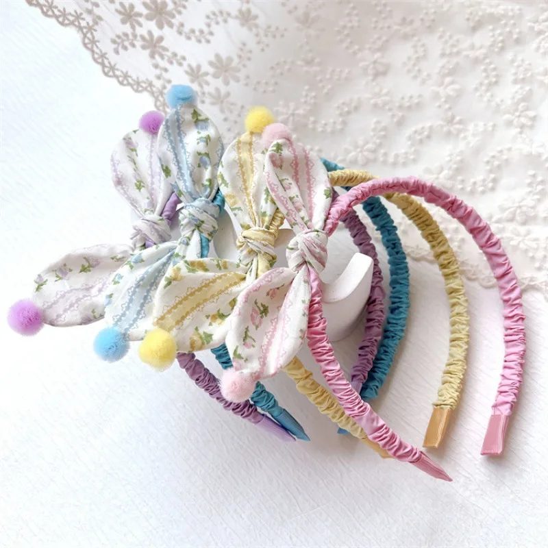 

Ободок для волос с 3D цветами и кроликом для девочек, розовый, фиолетовый, пастельные цвета, мягкий, эластичный, без заломов, нежная фиксация, для ежедневного использования