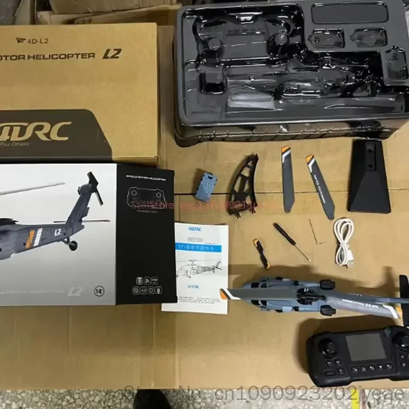 4drc L2 Rc Helicopter 8k Aerial Camera Builtin Screen Remote Control 6axis Gyro Single Blade Black Hawk Apache Military