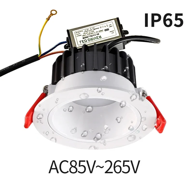 AC220V kuchnia wodoodporna oprawa typu downlight IP65 możliwość przyciemniania 5W 7W 12W 15W IP66 zewnętrzny ganek reflektory LED wbudowane lampy