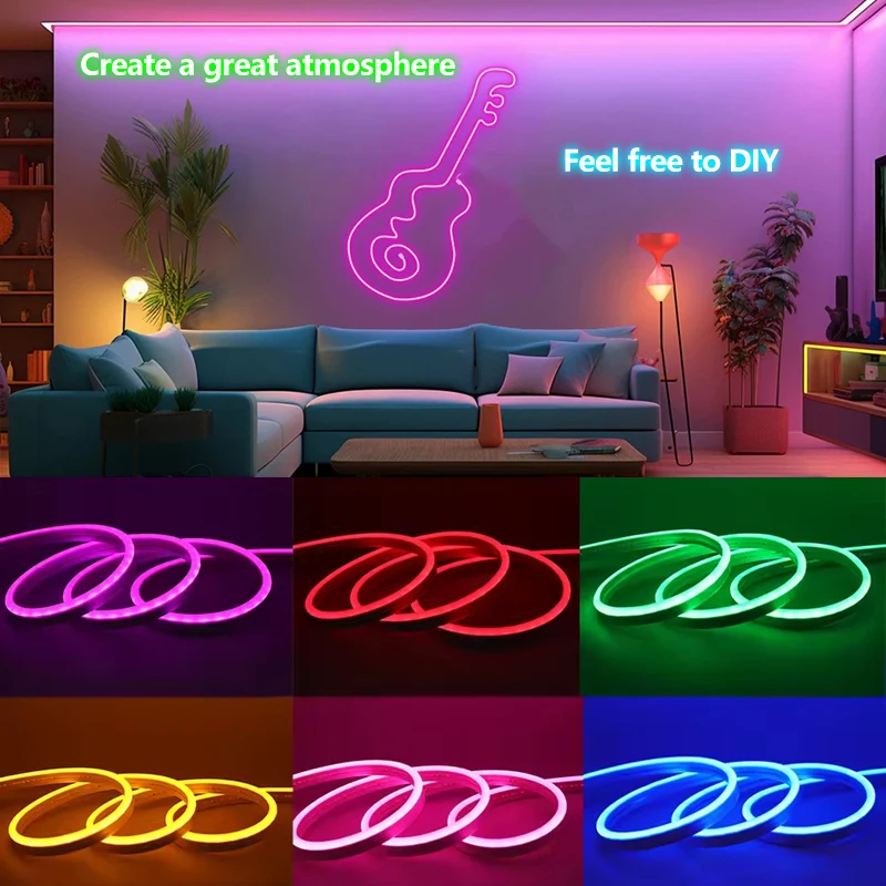 5 В RGB светодиодная неоновая лента с дистанционным управлением-USB водонепроницаемые гибкие неоновые огни, изменение цвета RGB, праздничные вечеринки, украшение дома