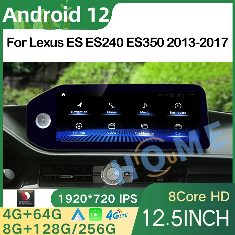 

Auto radio Qualcomm Android 12 Car Radio CarPlay For Lexus ES240 ES250 ES350 ES300h 2013 - 17 ES Multimedia Video Player Stereo