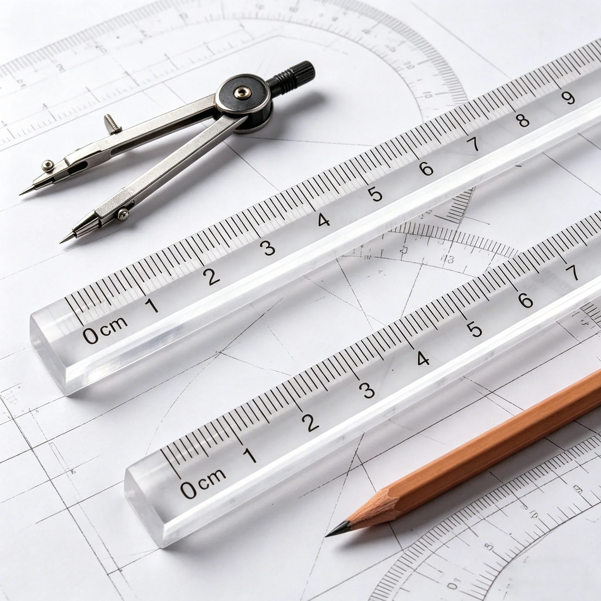 15/20/30cm Clear Acrylic Ruler - Thickened 3D Four-Edge Design for Office, Student & Engineer Drawing - view 4