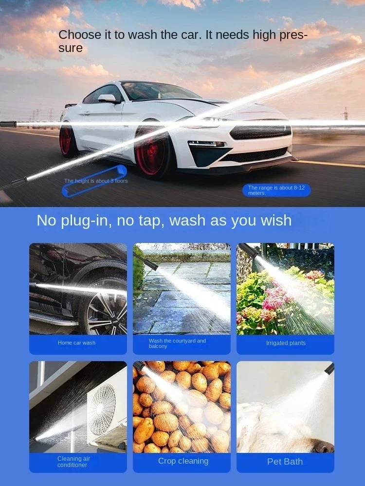 高品質コードレス高圧洗浄機、ワイヤレスリチウム電池式、車洗浄用フォームウォーターポータブルスプレー、GAN製造