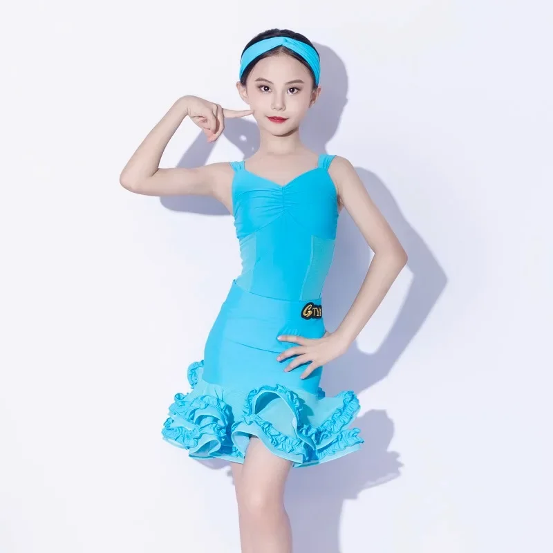 

Autumn Winter Girls Latin Dance Dress Children's Practice Clothing Competition Performance Clothing Women Competition Dress