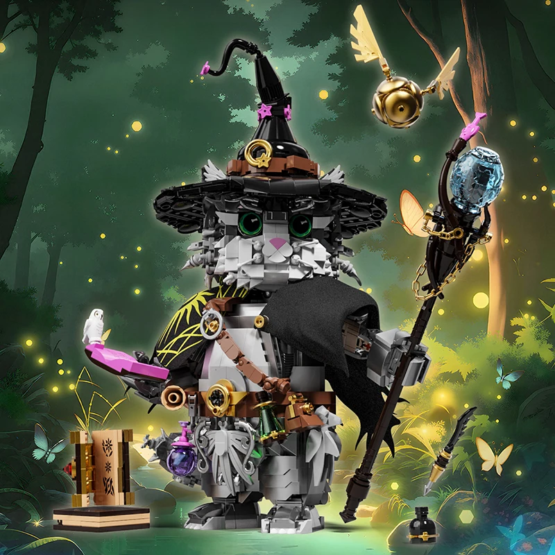 

Wizard Cat Home & Office Decoration Ornament Building Toy Model Assembly Kit Educational Toy Building Blocks Adult Birthday Gift