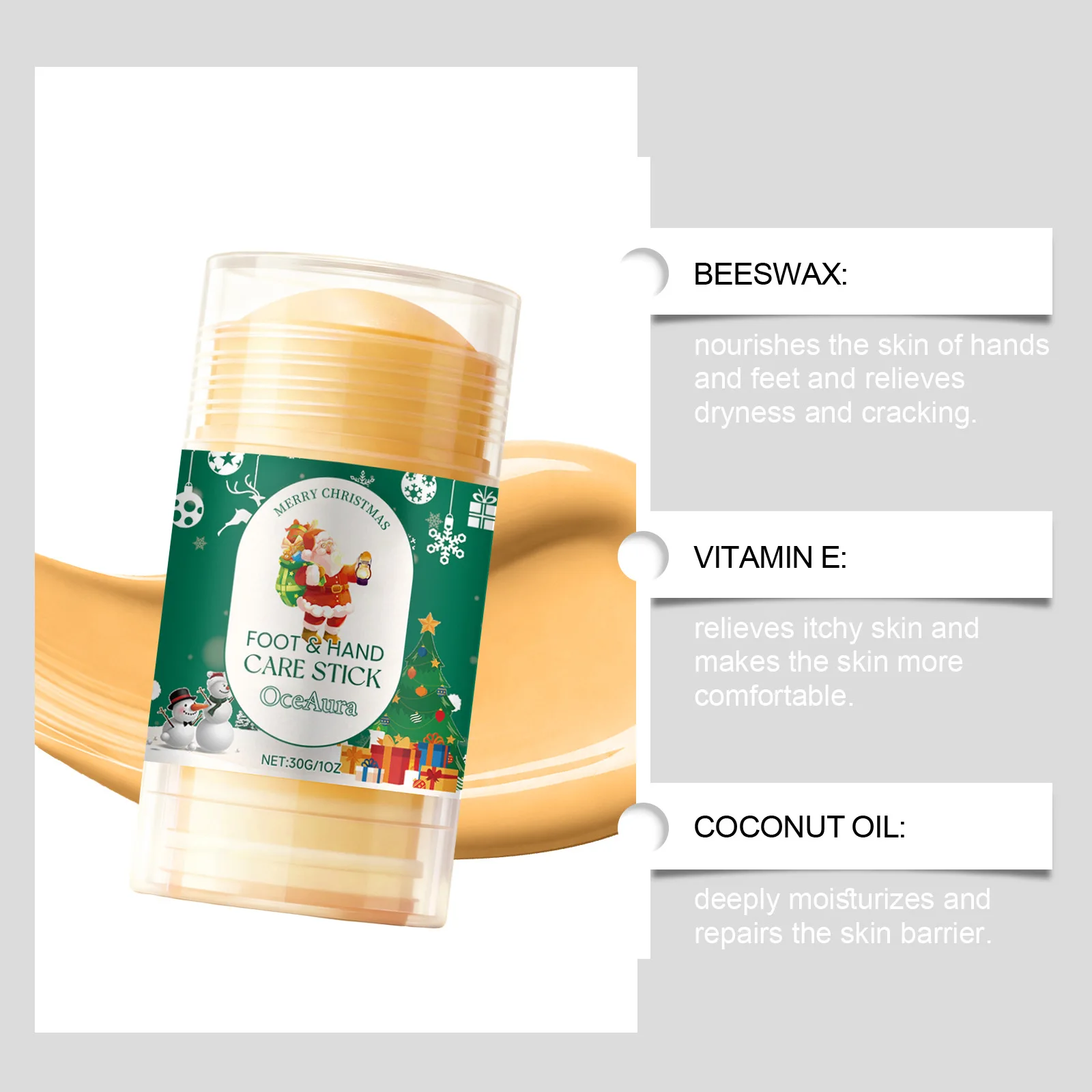 2 pezzi regalo di Natale crema idratante per i piedi stick esfoliante riparazione del tallone screpolato idratazione profonda per piedi secchi strumento per la cura della pelle delle mani