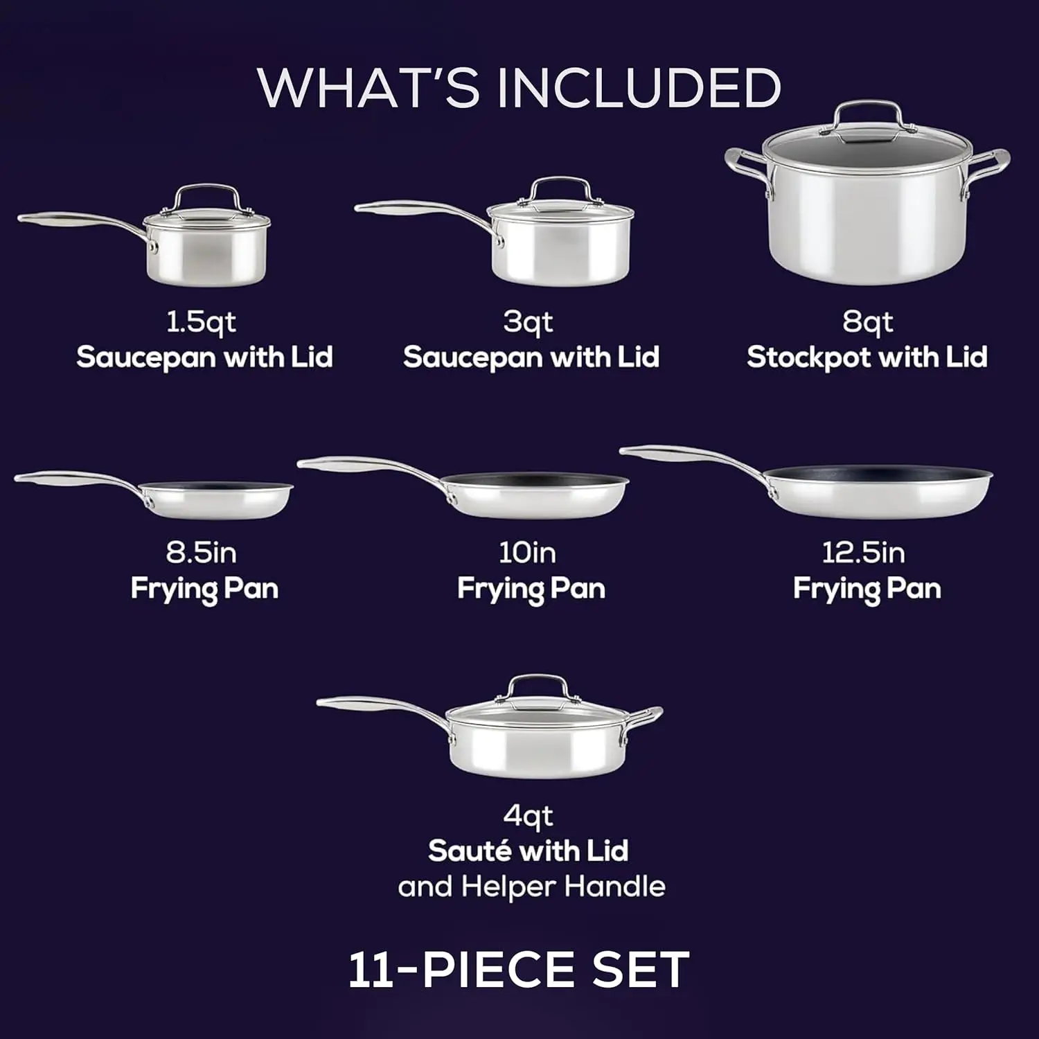 Circulon C1 Series Clad Stainless Steel with ScratchDefense Technology Nonstick Induction Cookware Pots and Pans Set