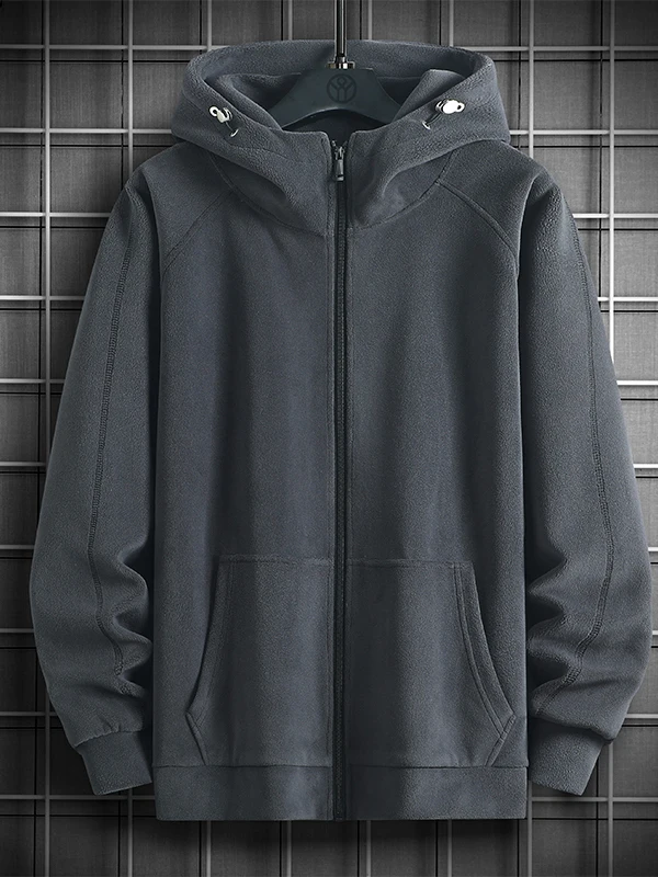 

Мужская зимняя утепленная толстовка на молнии с капюшоном, на флисовой подкладке, повседневная универсальная верхняя одежда, кардиган с длинными рукавами, теплый цветной вариант