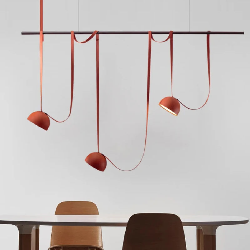 

Modern Restaurant Bar Counter Pendant Light Creative Orange Three Headed Minimalist Nordic Front Desk Belt Pendant Light