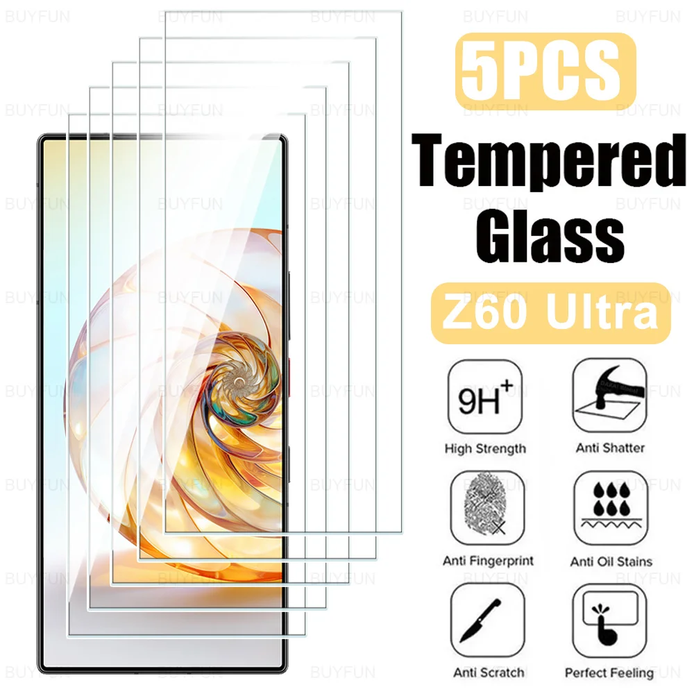 5Pcs Screen Protector Tempered Glass Case For ZTE nubia Z60 Ultra NubiaZ60 Z50 Ultra Z60Ultra Z50Ultra NubiaZ60Ultra 5G 6.8inch