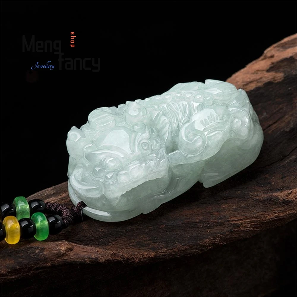 

Natural Myanmar A-goods Jadeite Ruyi Pixiu Pendant Exquisite Engraver Mascots Best Selling Fashion Fine Jewelry Holiday Gift