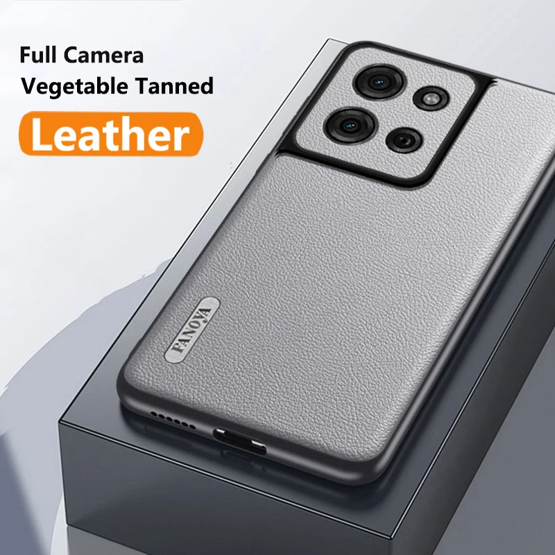 Case for Motorola Moto G75 Luxury Full Coverage Camera Vegetable Tanned Skin Friendly Armor Shockproof Leather Cover