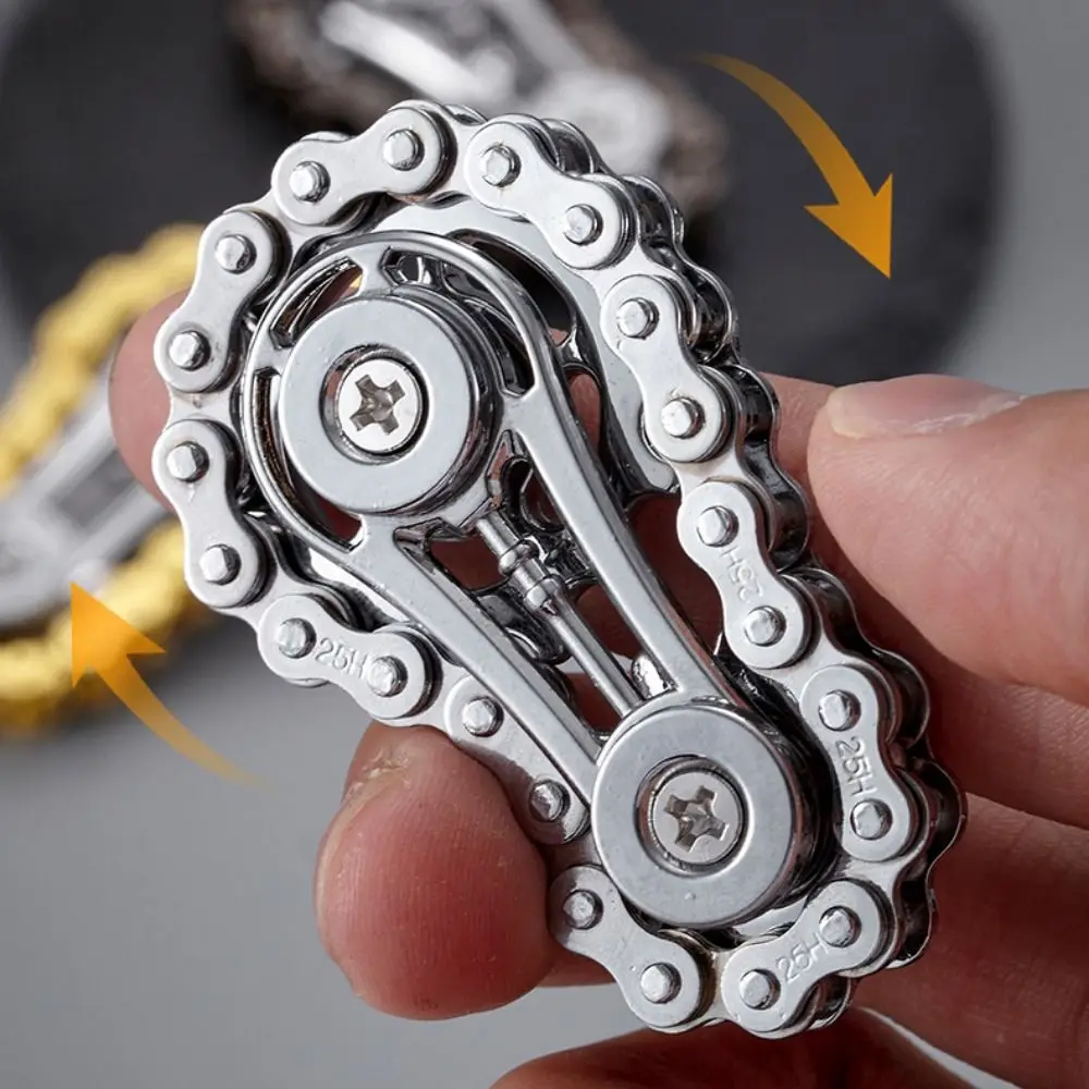 Chains Gear Fingertip Gyro Mechanical Spinning Top Fingertip Sprocket Hand Spinner Chain Gear Gyroscope Metal