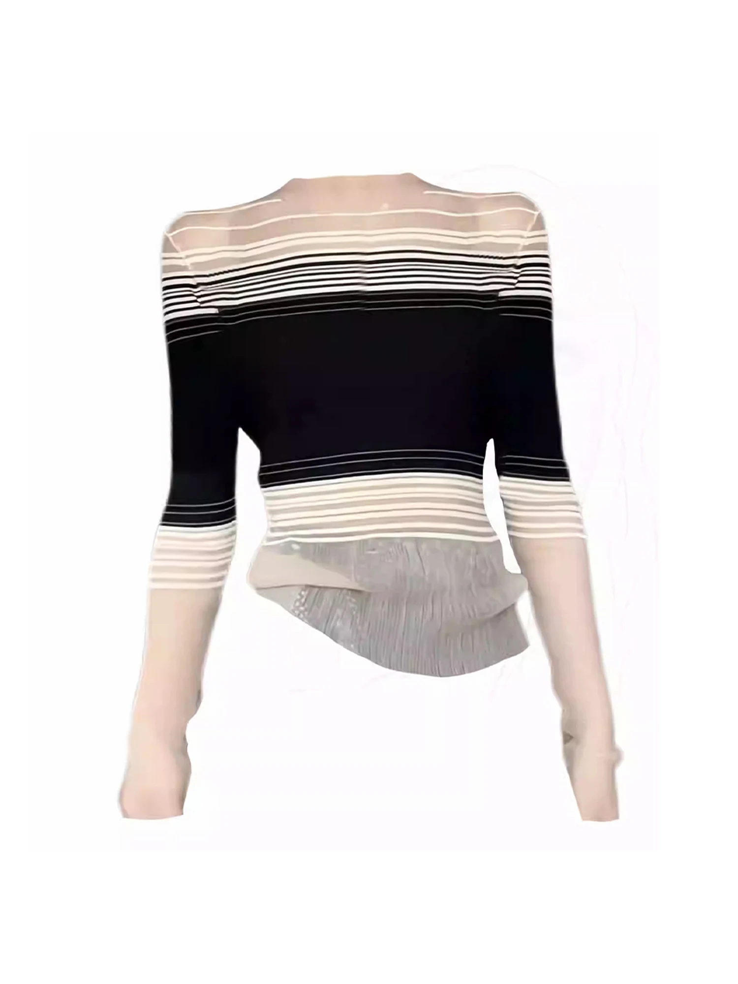 

Women's Patchwork Striped T-shirt Y2k Gyaru Tee Top Vintage 90s Aesthetic Long Sleeve Oversize T-shirts Emo 2000s Clothes Autumn